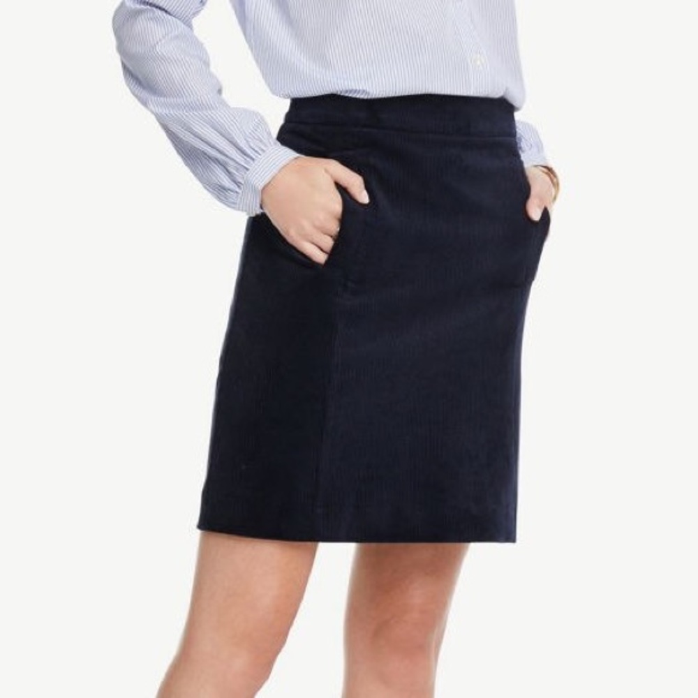 Ann Taylor Blue Corduroy A-Line Skirt